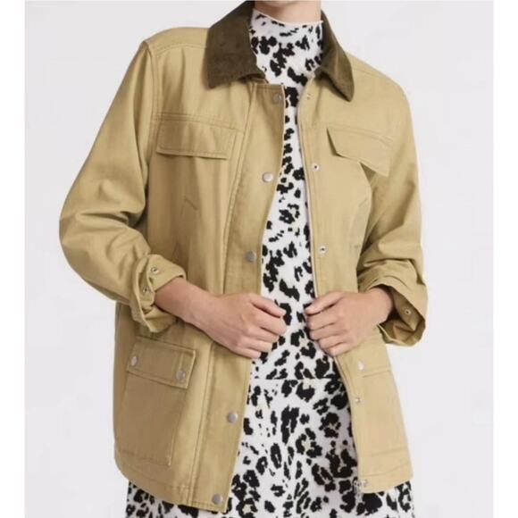 Scoop NYC Jackets & Blazers - Scoop Barn Field Jacket Classic Tan Chore Zip Snap Brown Corduroy Collar Large